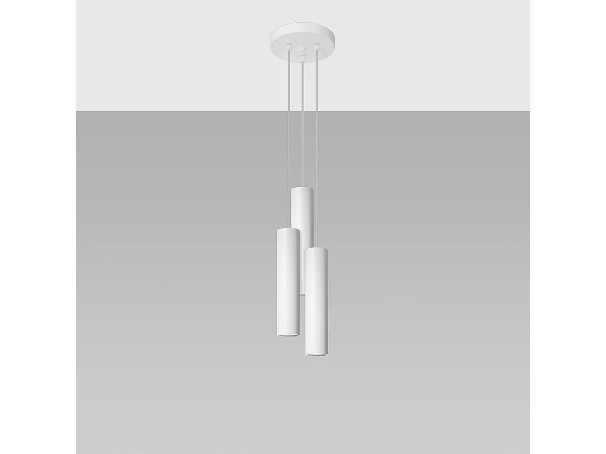Luminárias pendentes Toris moderno, aço - 3 fontes de luz 3000K - L.20 x H.110 cm - branco