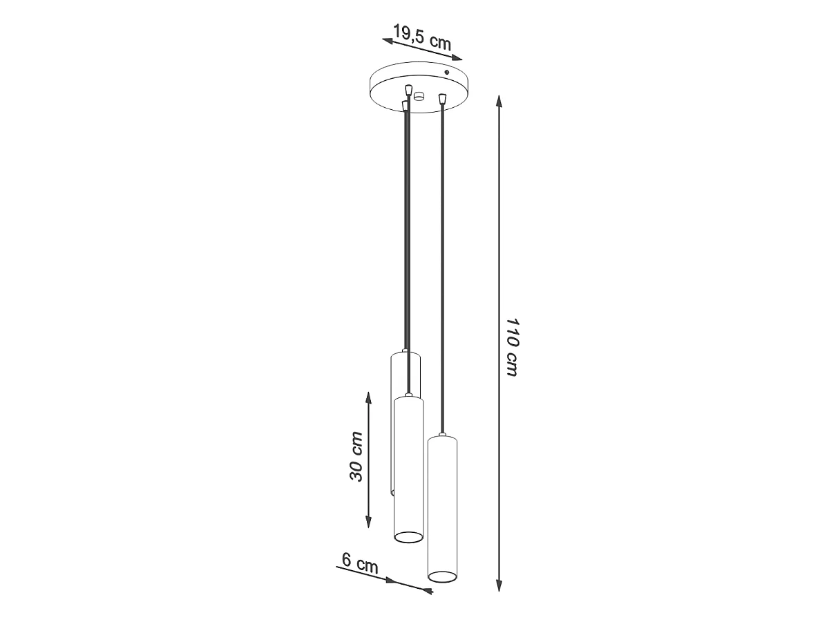 Luminárias pendentes Toris moderno, aço - 3 fontes de luz 3000K - L.20 x H.110 cm - branco