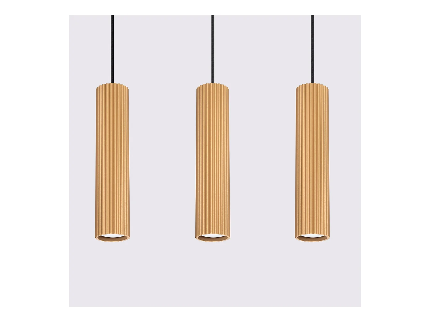 Hanglamp Gloow minimalistisch van  - 3 lichtbronnen 4000K - L.45 x H.98 cm - gouden