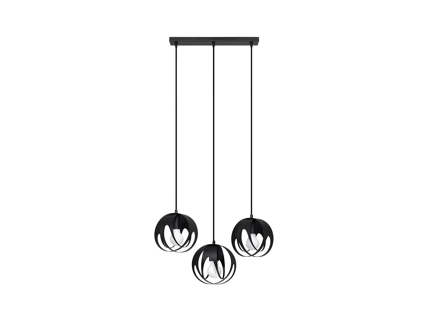 Lampade a sospensione Brive moderno di acciaio - 3 sorgenti luminose 4000K - L.50 x A.117 cm - nero