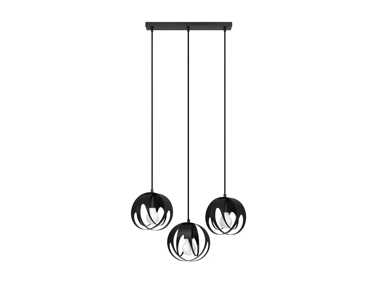Lampes suspendues Brive moderne en acier - 3 sources lumineuses 4000K - L.50 x H.117 cm - noir