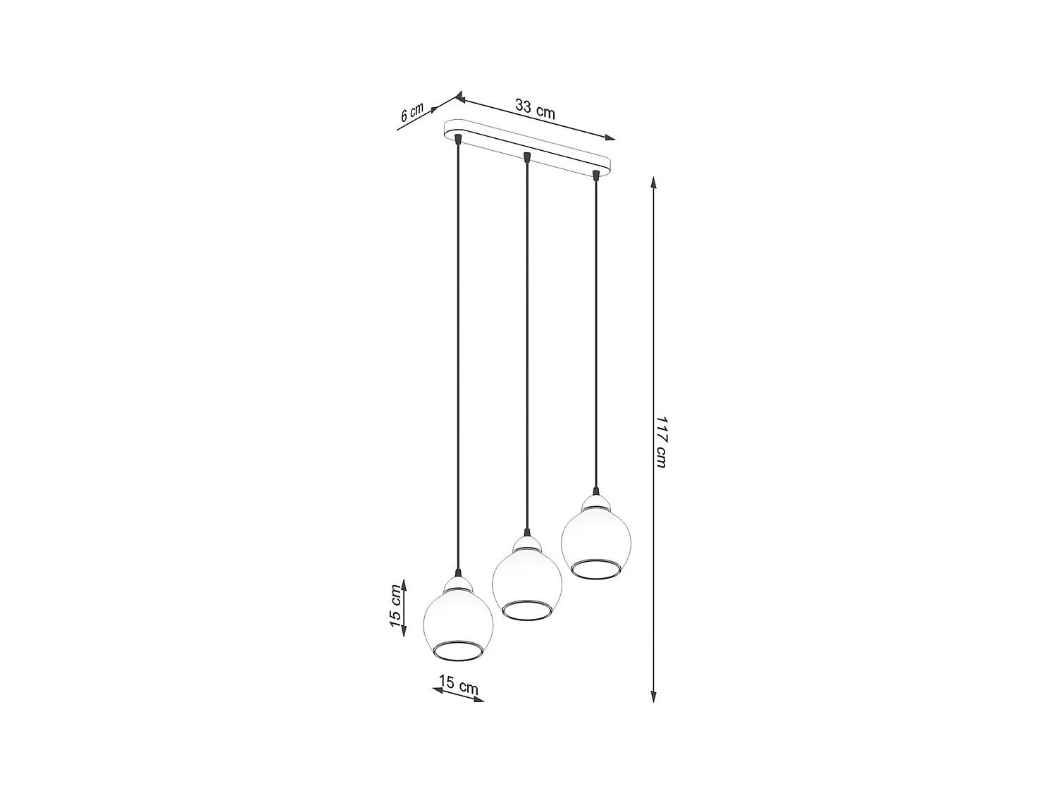 Lampade a sospensione Zelaro moderno di acciaio - 3 sorgenti luminose 3000K - L.45 x A.117 cm - nero