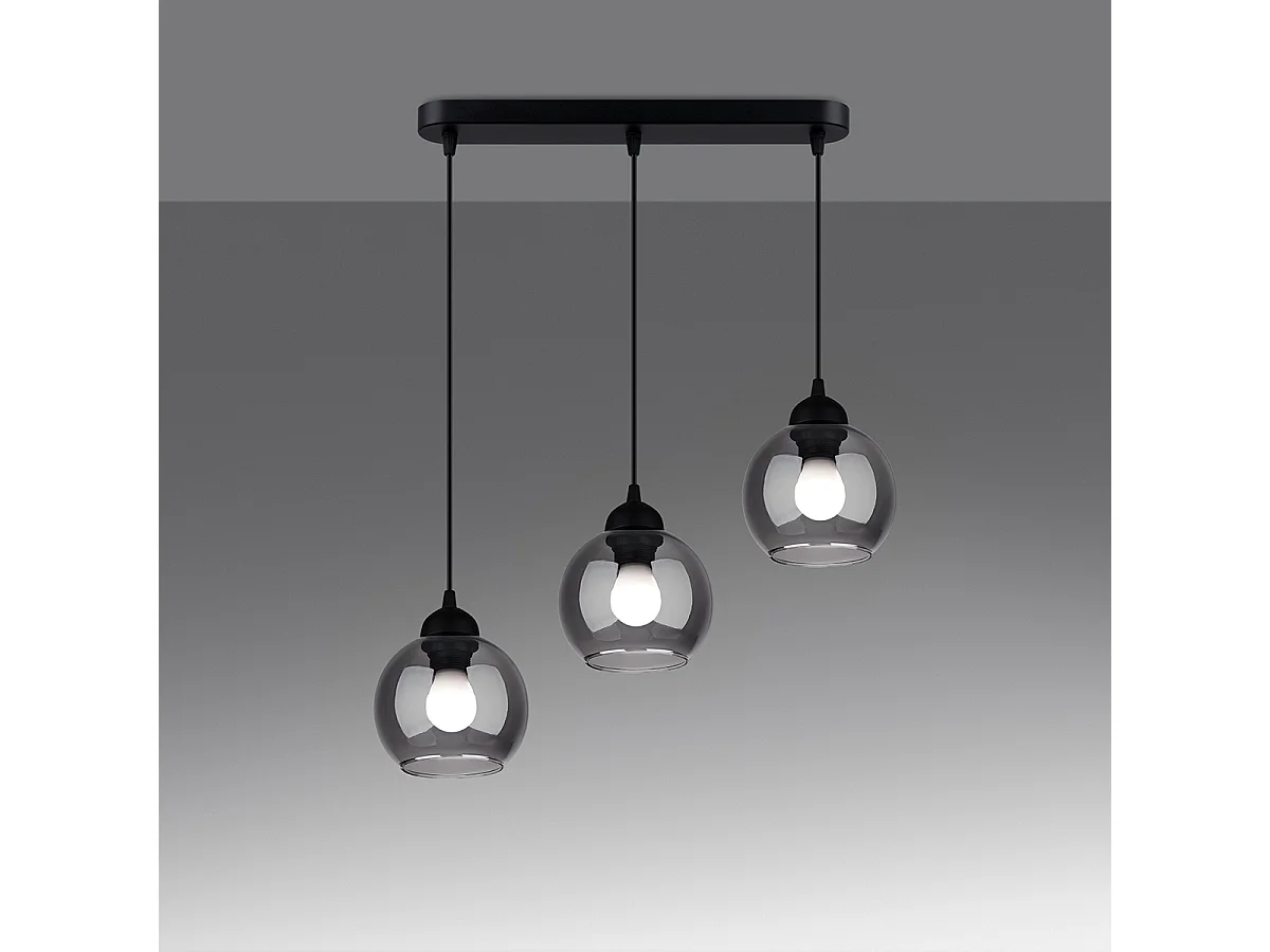 Luminárias pendentes Zelaro moderno, aço - 3 fontes de luz 3000K - L.45 x H.117 cm - preto