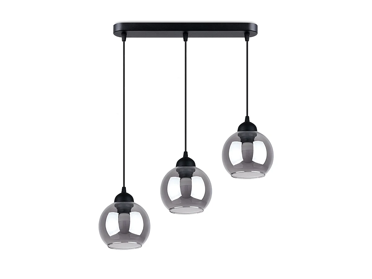 Luminárias pendentes Zelaro moderno, aço - 3 fontes de luz 3000K - L.45 x H.117 cm - preto