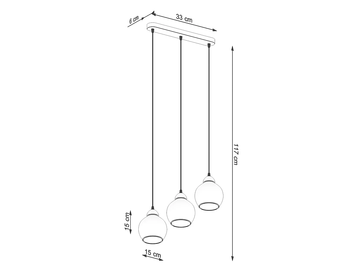 Luminárias pendentes Zelaro moderno, aço - 3 fontes de luz 3000K - L.45 x H.117 cm - preto