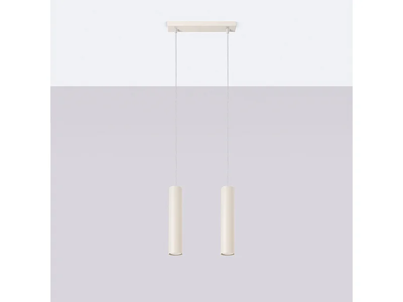 Lampa wisząca loft Toris, stal - 2 źródło światła 4000K - L.30 x H.105 cm - beżowy