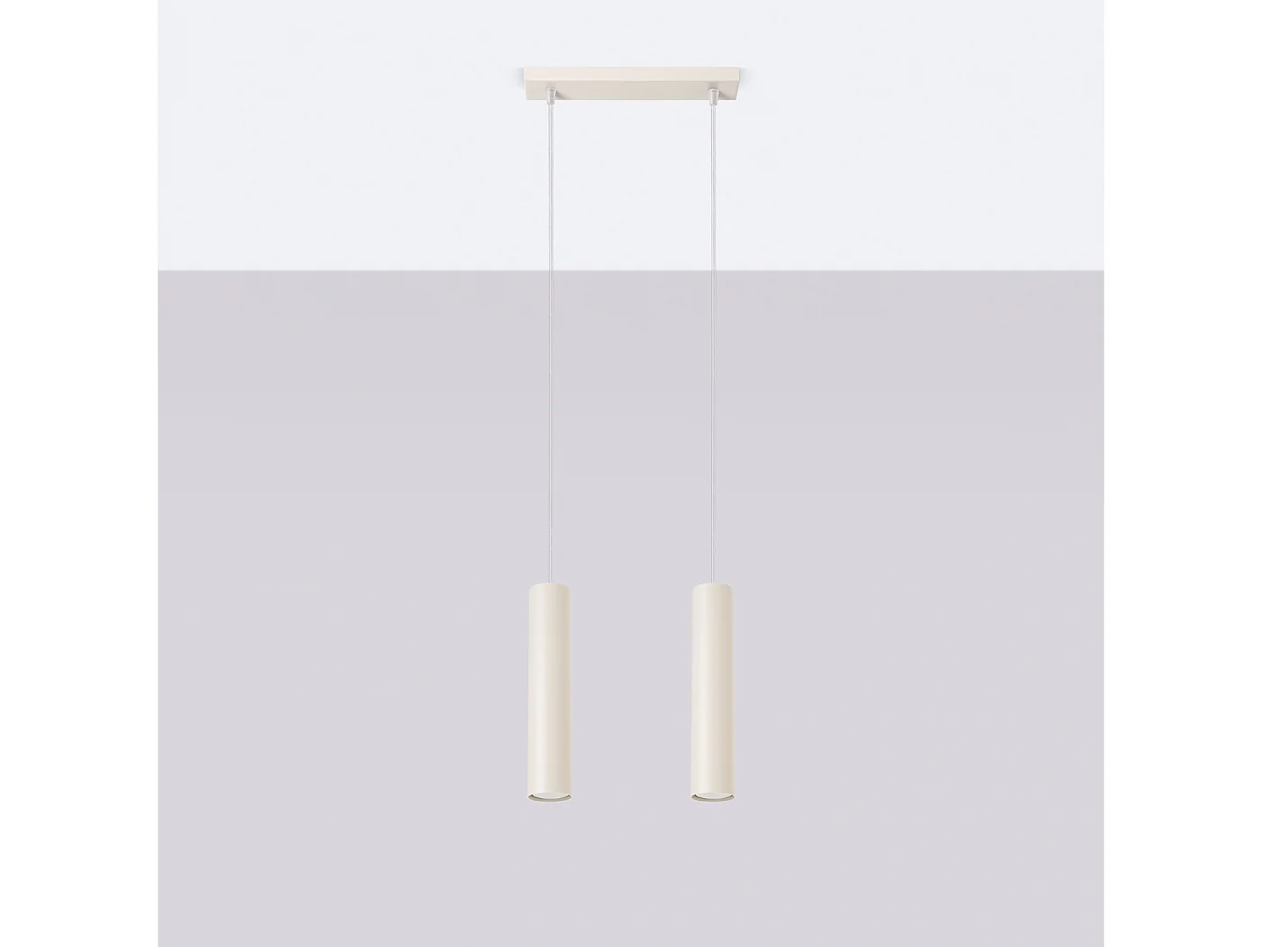 Lampe à suspension Toris grenier en acier - 2 sources lumineuses 4000K - L.30 x H.105 cm - beige