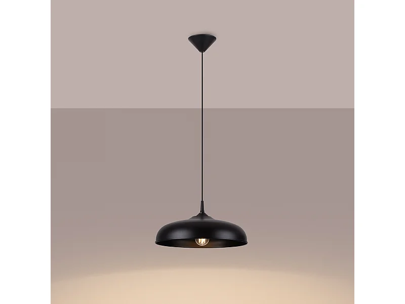 Lampy wiszące skandynawski Zinta, stal - 1 źródło światła 3000K - L.38 x H.74 cm - czarny