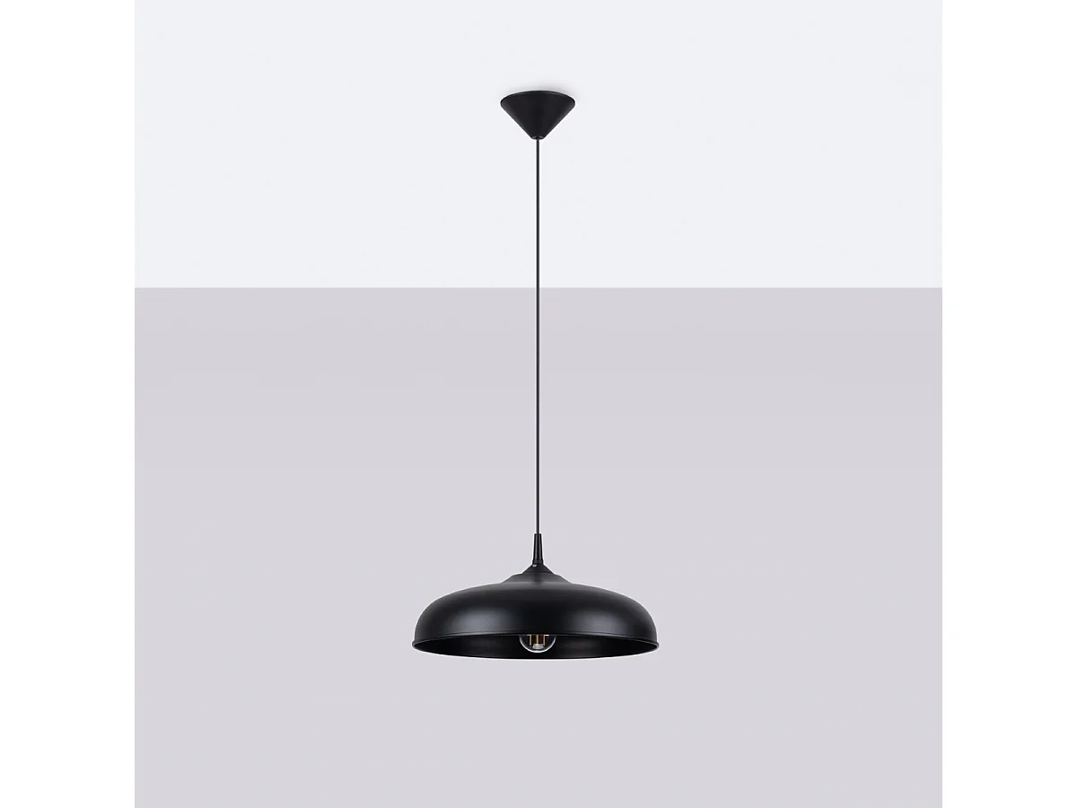 Lampes suspendues Zinta scandinave en acier - 1 sources lumineuses 3000K - L.38 x H.74 cm - noir