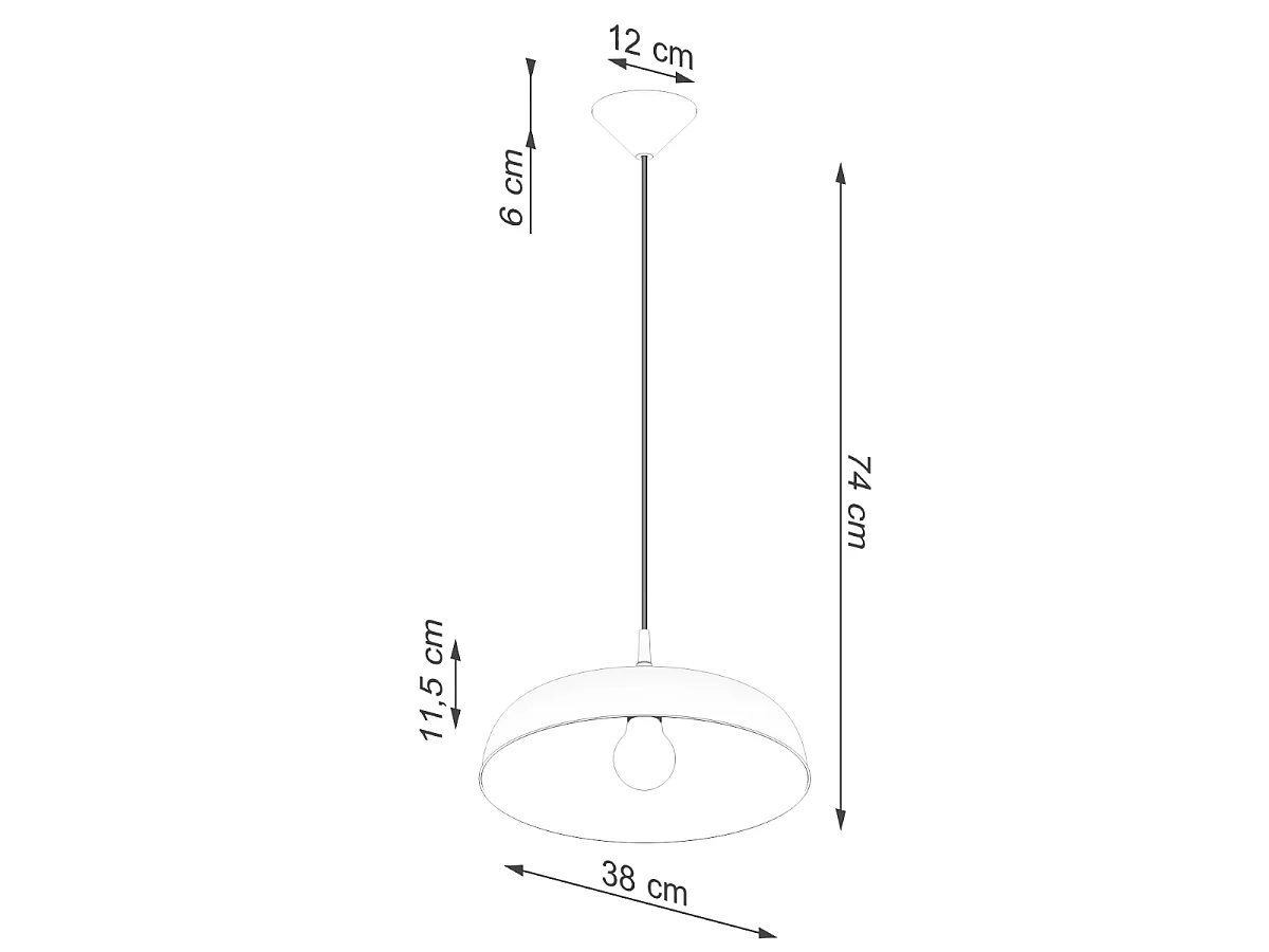 Lampes suspendues Zinta scandinave en acier - 1 sources lumineuses 3000K - L.38 x H.74 cm - noir