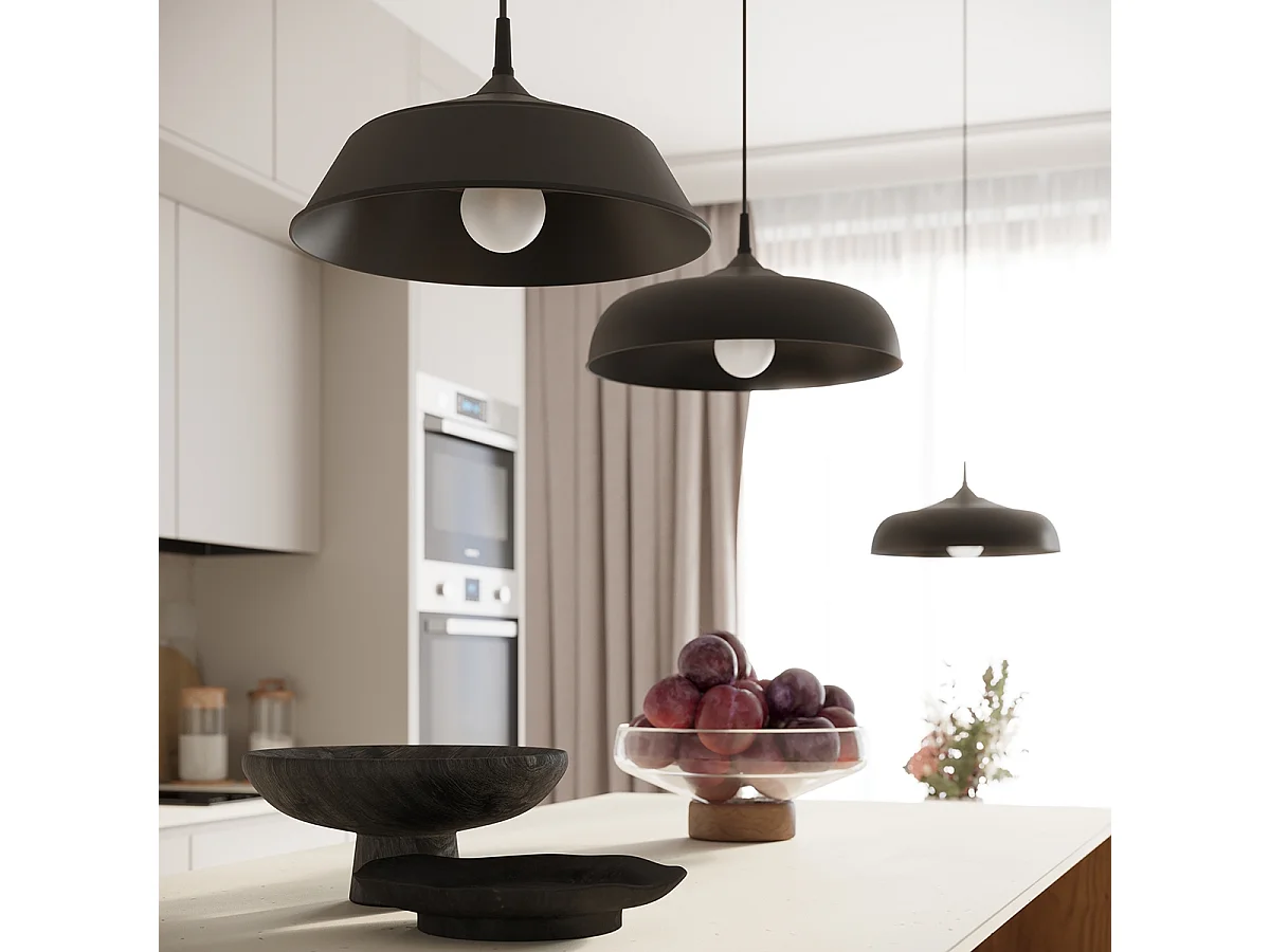 Lampes suspendues Zinta scandinave en acier - 1 sources lumineuses 3000K - L.38 x H.74 cm - noir