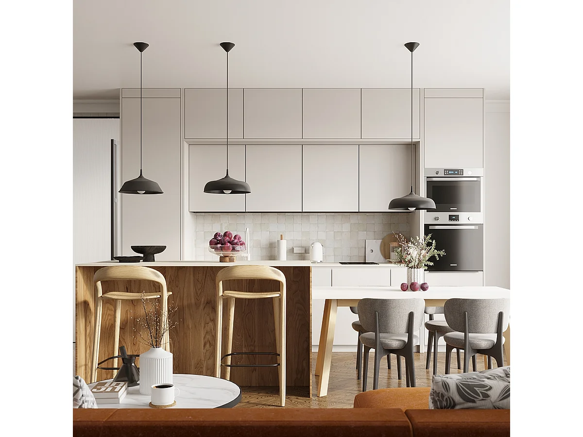 Lampes suspendues Zinta scandinave en acier - 1 sources lumineuses 3000K - L.38 x H.74 cm - noir