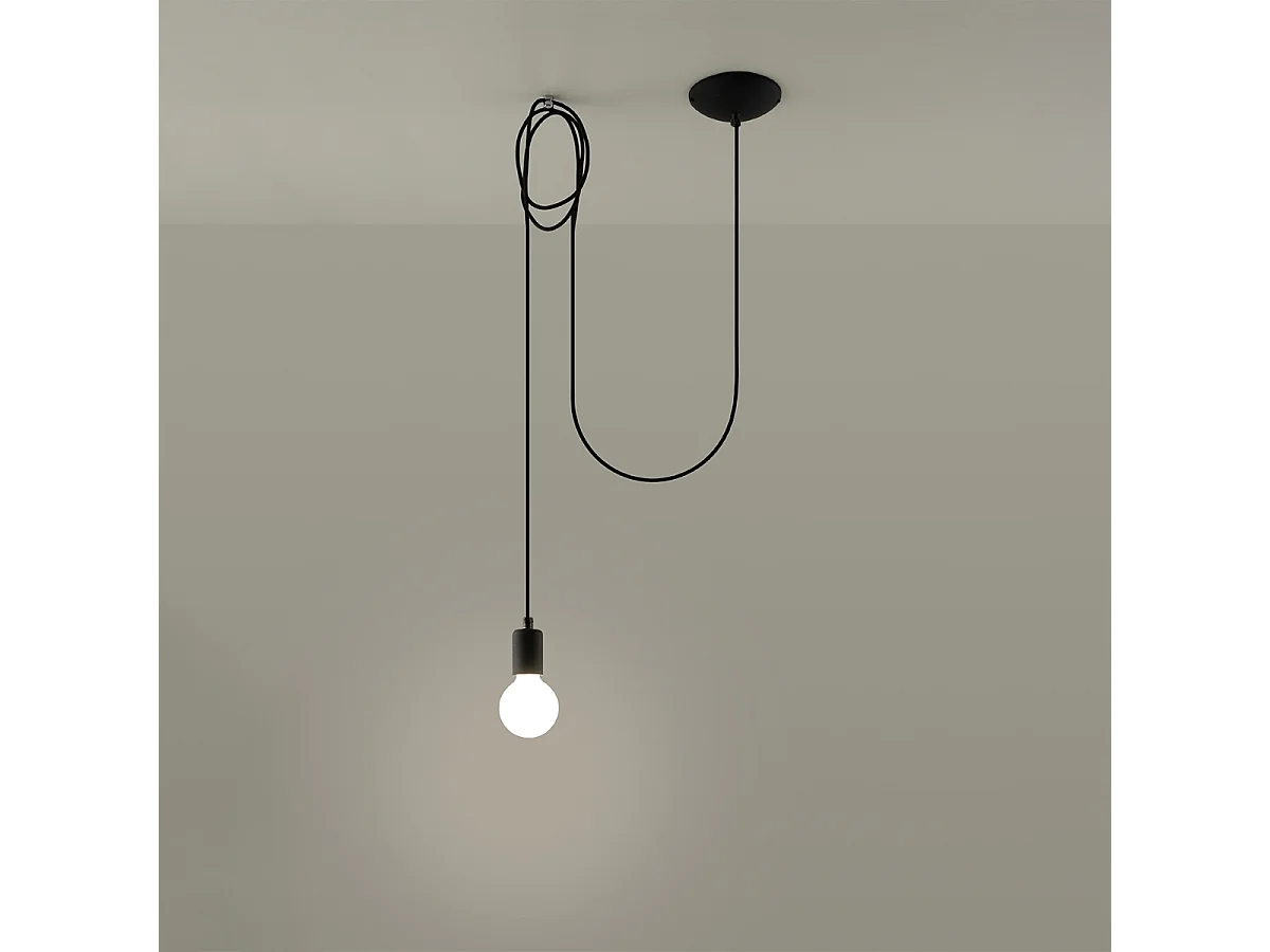 Lampes suspendues Speis grenier en tissu/acier - 1 sources lumineuses 3000K - L.300 x H.150 cm - noir