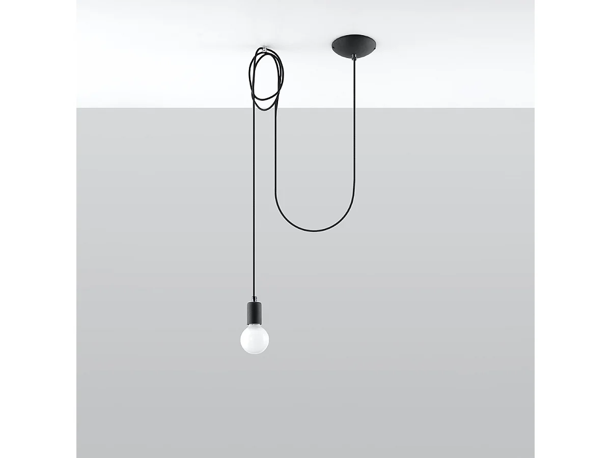 Lampes suspendues Speis grenier en tissu/acier - 1 sources lumineuses 3000K - L.300 x H.150 cm - noir