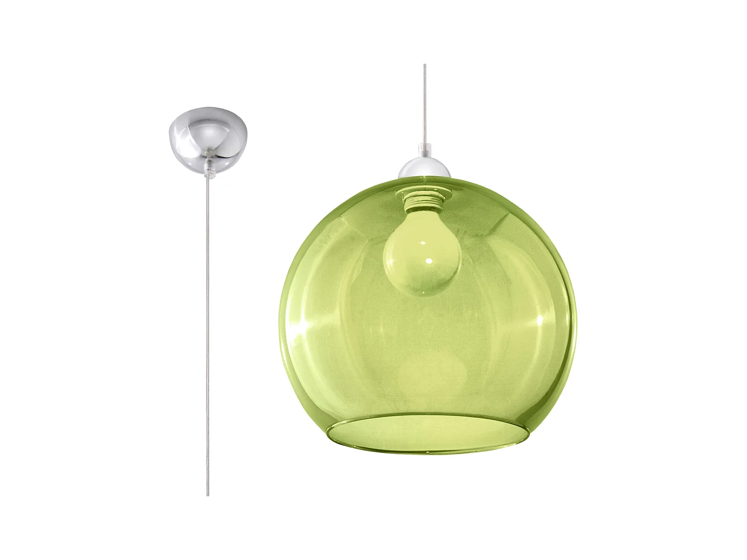 Lampade a sospensione Esfera minimalista di acciaio/vetro - 1 sorgenti luminose 4000K - L.30 x A.120 cm - verde