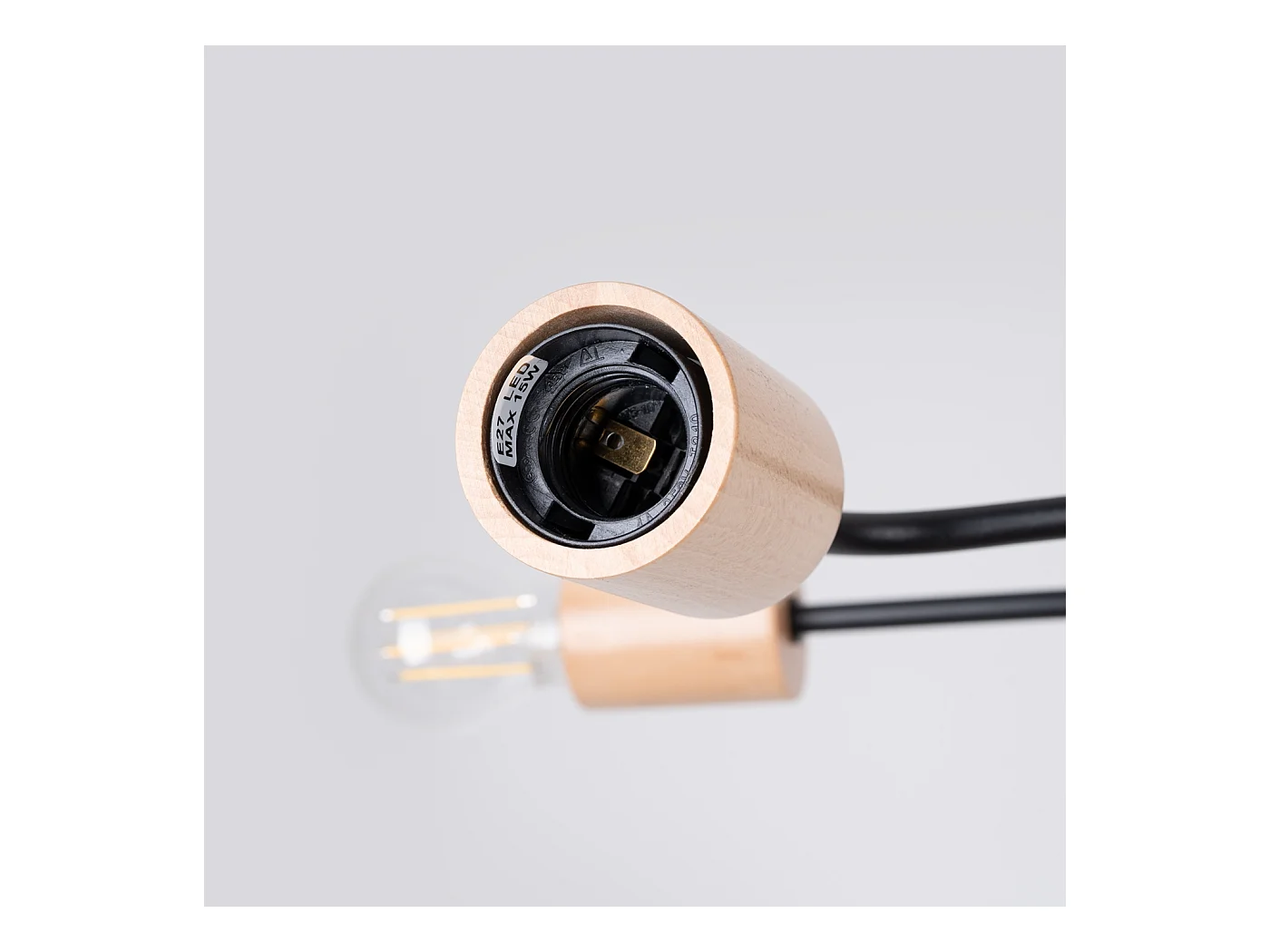 Kronleuchter Zimbo Dachboden aus  Stahl/Holz - 6 lichtquellen 3000K - L.85 x H. cm - schwarz/Naturholz