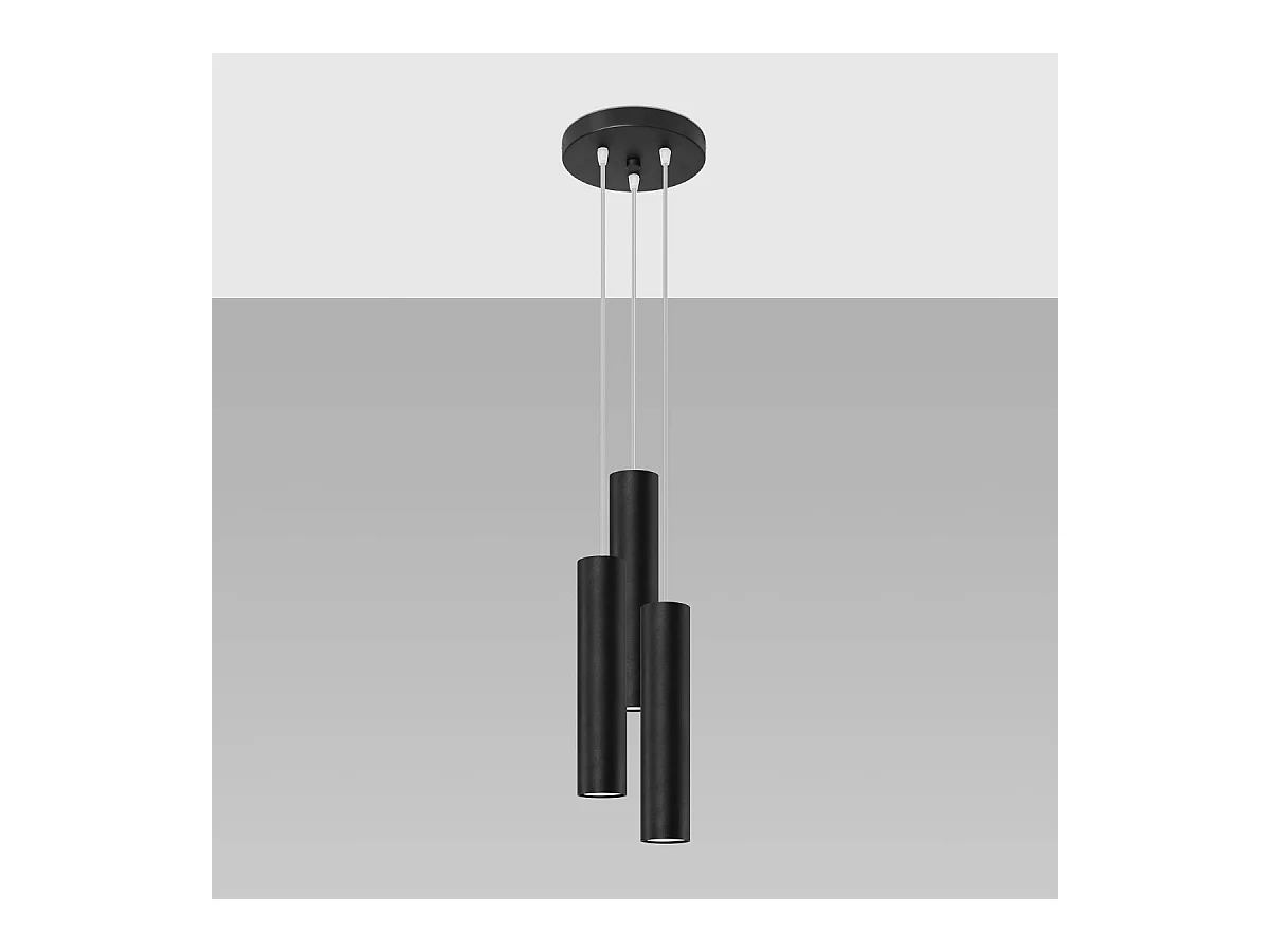 Hanglampen Toris modern van  - 3 lichtbronnen 3000K - L.20 x H.110 cm - zwart