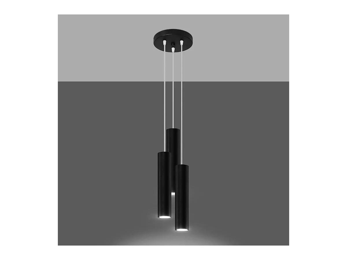 Hanglampen Toris modern van  - 3 lichtbronnen 4000K - L.20 x H.110 cm - zwart