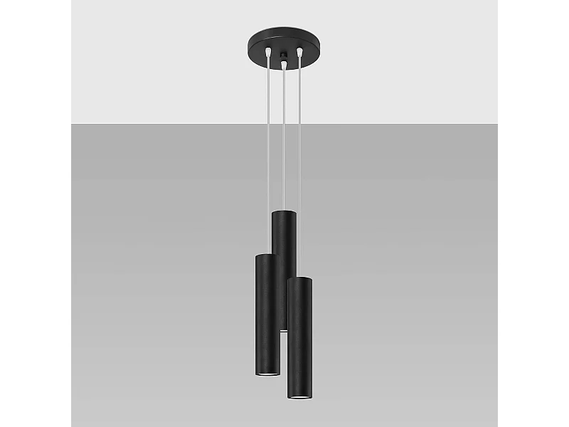 Lampes suspendues Toris moderne en acier - 3 sources lumineuses 4000K - L.20 x H.110 cm - noir