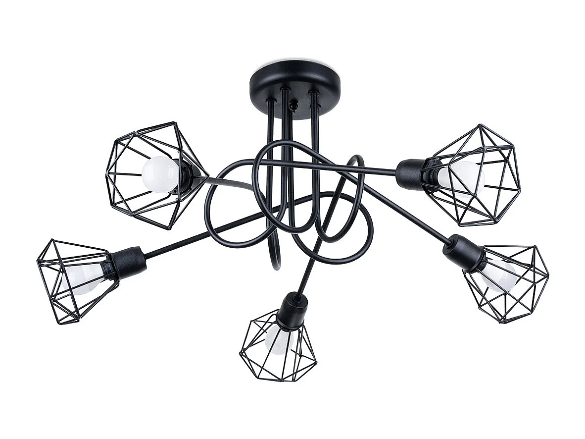 Kroonluchters Lunova modern van  - 5 lichtbronnen 4000K - L.58 x H.28,5 cm - zwart