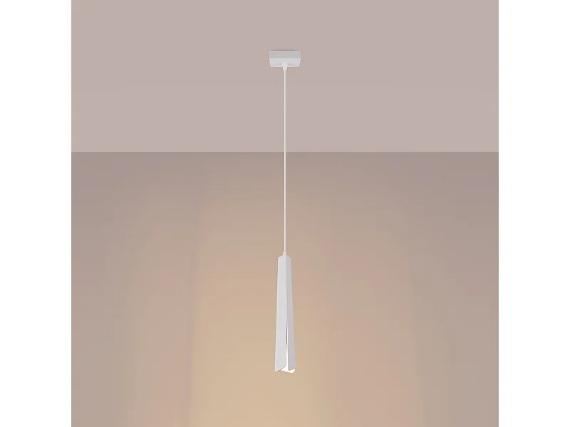 Lampy wiszące skandynawski Astel, stal - 1 źródło światła 3000K - L.8 x H.120 cm - biały