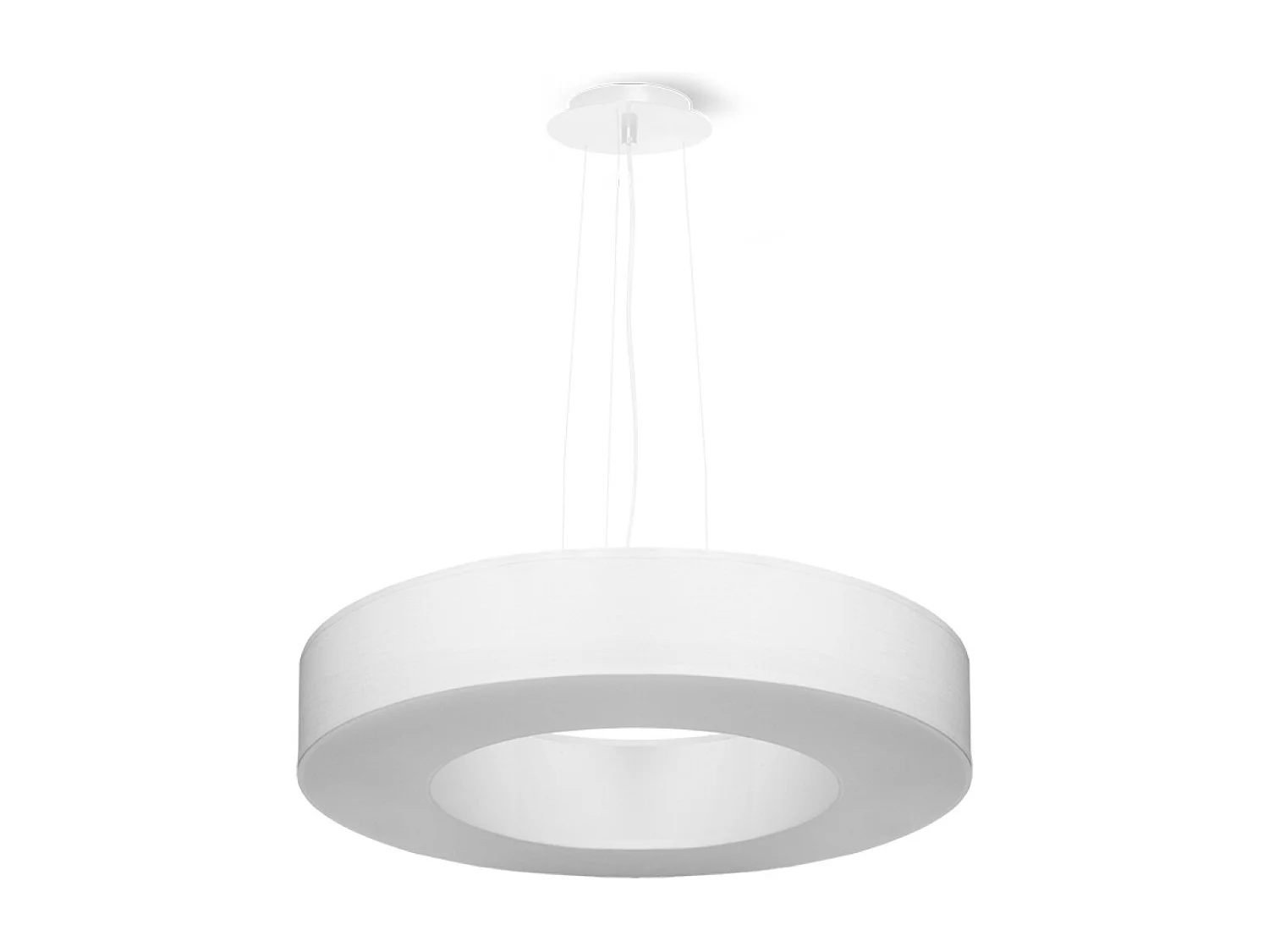 Lustres Astrona slim minimaliste en tissu/PVC/acier - 5 sources lumineuses 3000K - L.50 x H.102 cm - blanc