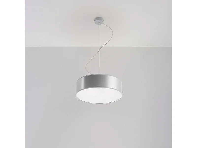 Lampes suspendues Cercle minimaliste en PVC - 2 sources lumineuses 4000K - L.35 x H.111 cm - gris