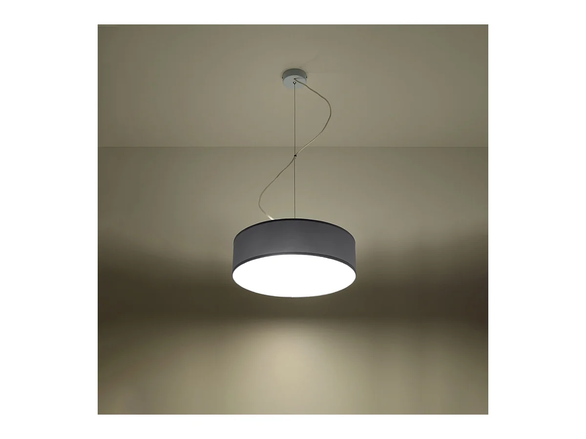 Lampes suspendues Cercle minimaliste en PVC - 2 sources lumineuses 4000K - L.35 x H.111 cm - gris