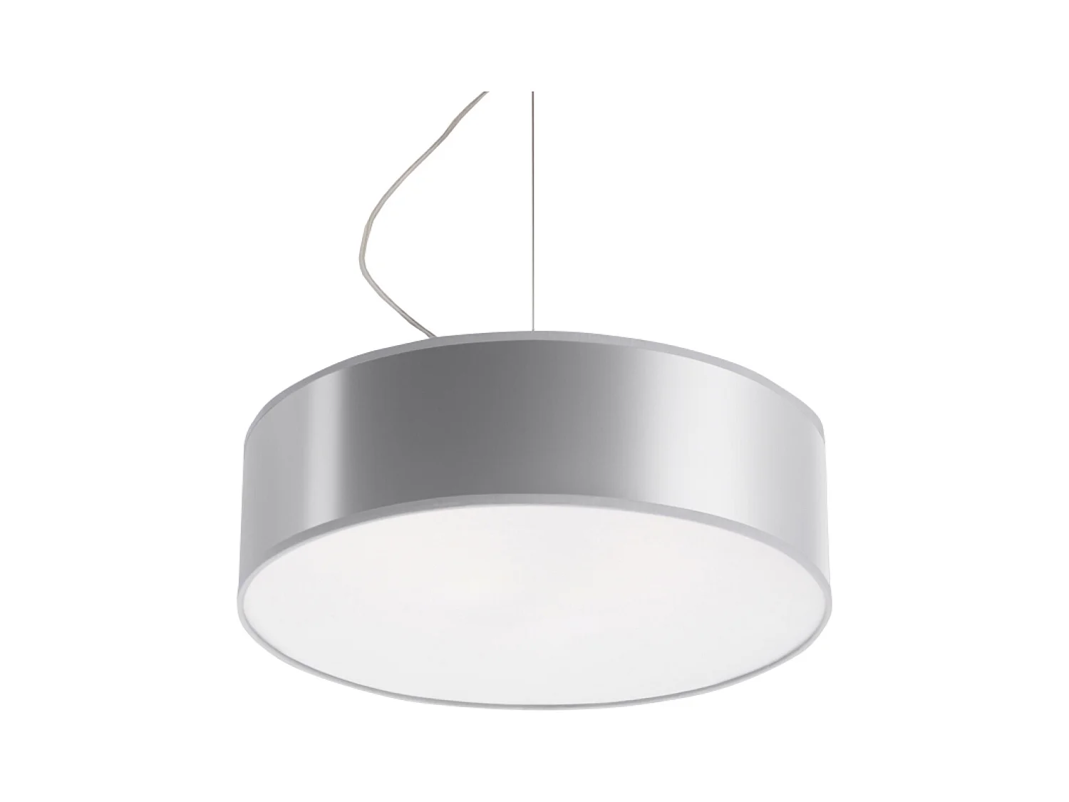 Lampes suspendues Cercle minimaliste en PVC - 2 sources lumineuses 4000K - L.35 x H.111 cm - gris