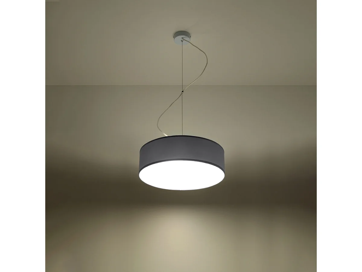 Lampes suspendues Cercle minimaliste en PVC - 2 sources lumineuses 4000K - L.35 x H.111 cm - gris