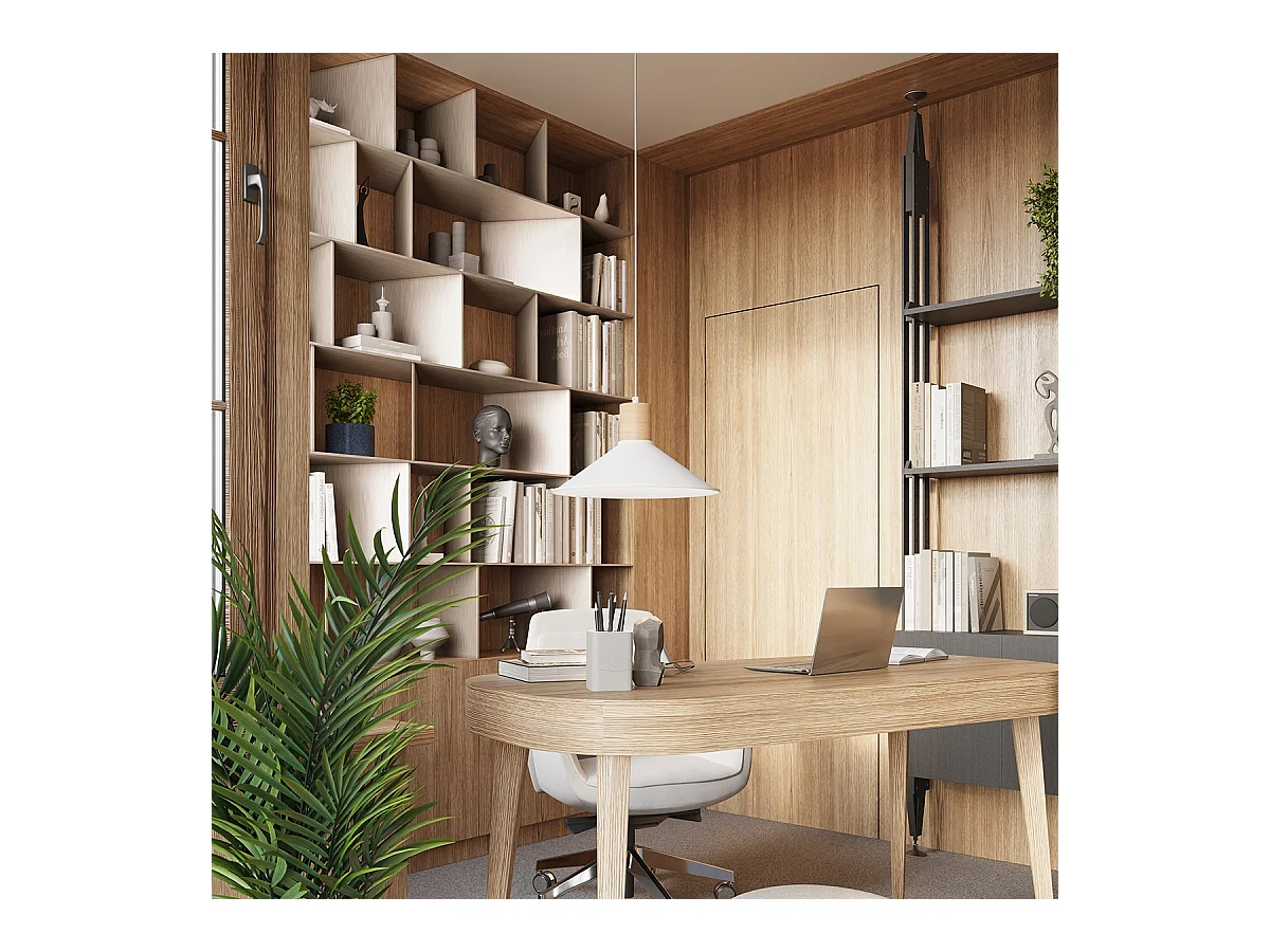 Lampes suspendues Zorra scandinave en acier - 1 sources lumineuses 3000K - L.30 x H.120 cm - blanc