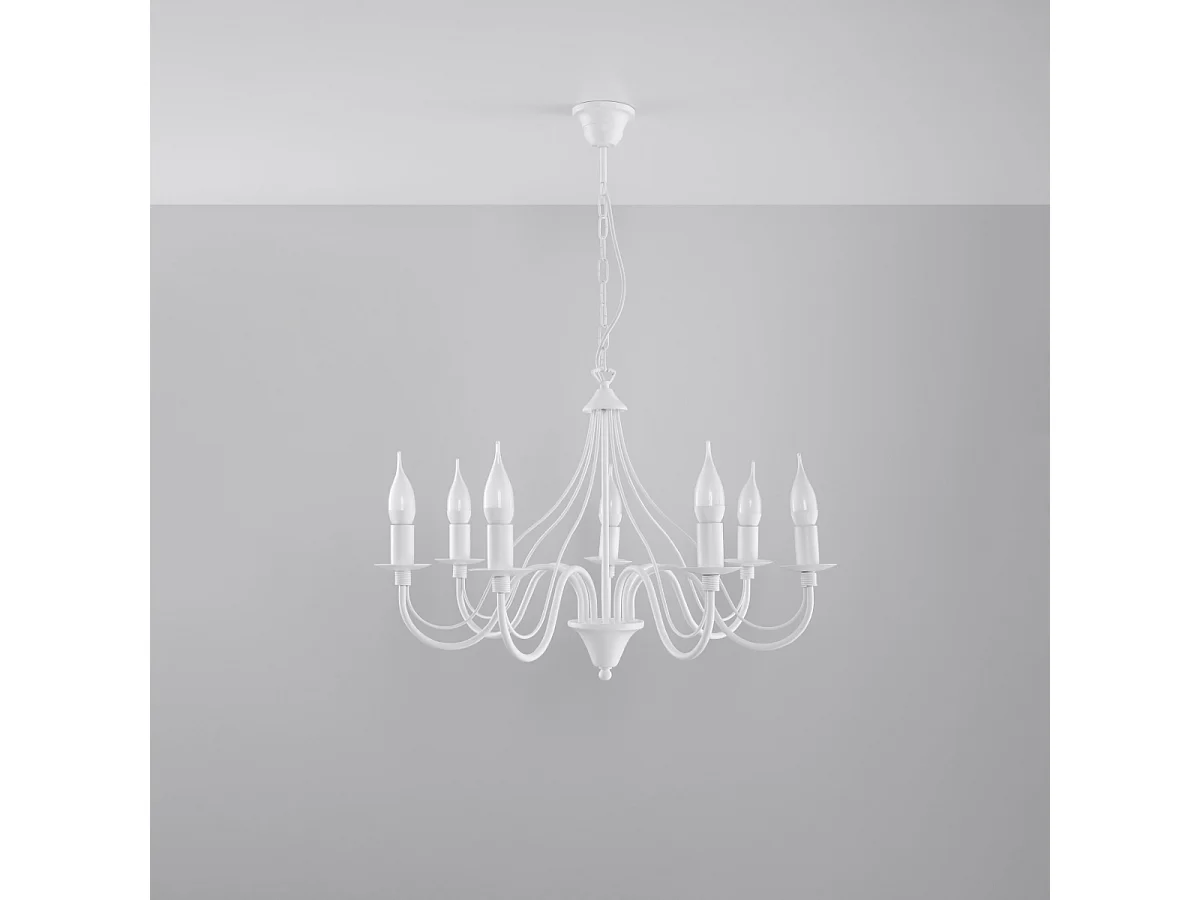 Lustres Vivow moderne en acier - 7 sources lumineuses 3000K - L.60 x H.80 cm - blanc