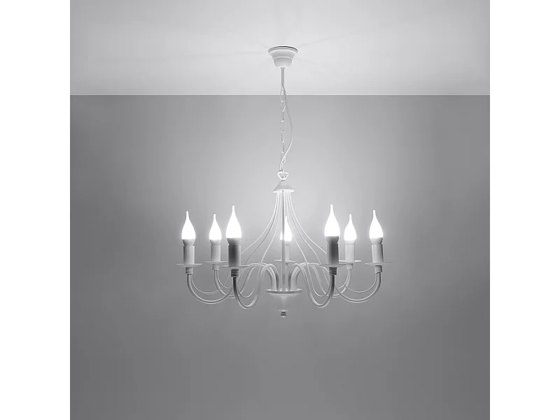 Kroonluchters Vivow modern van  - 7 lichtbronnen 3000K - L.60 x H.80 cm - wit