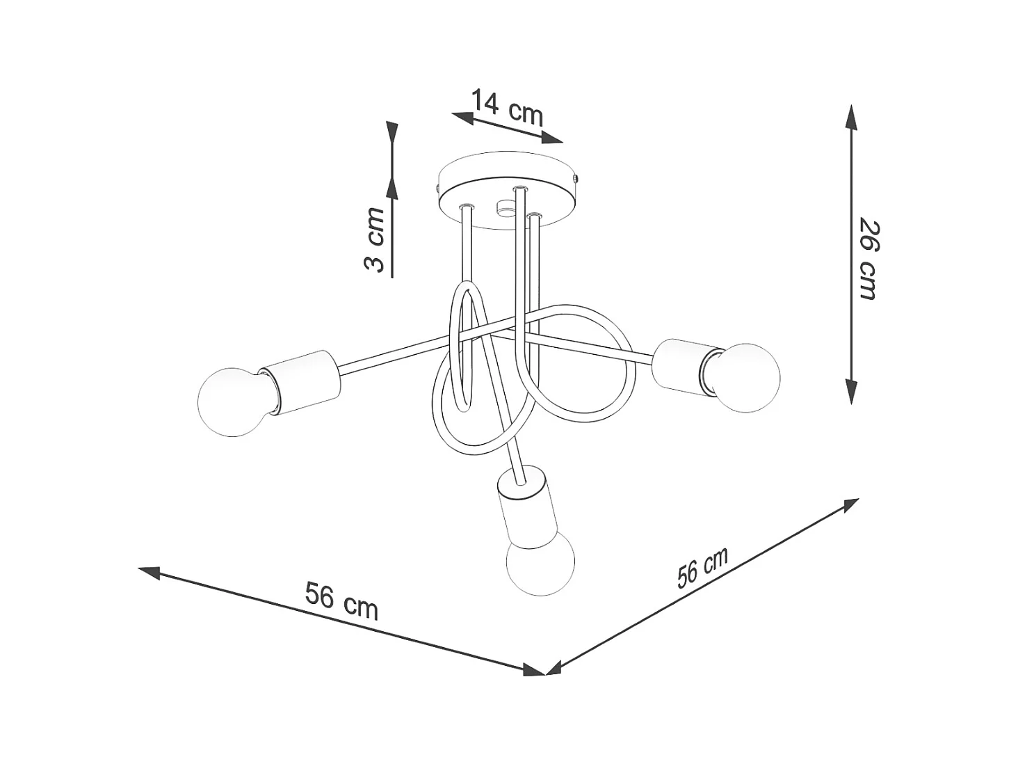 Lustre Sparkon minimaliste en acier/bois - 3 sources lumineuses 3000K - L.14 x H.26 cm - noir/bois naturel
