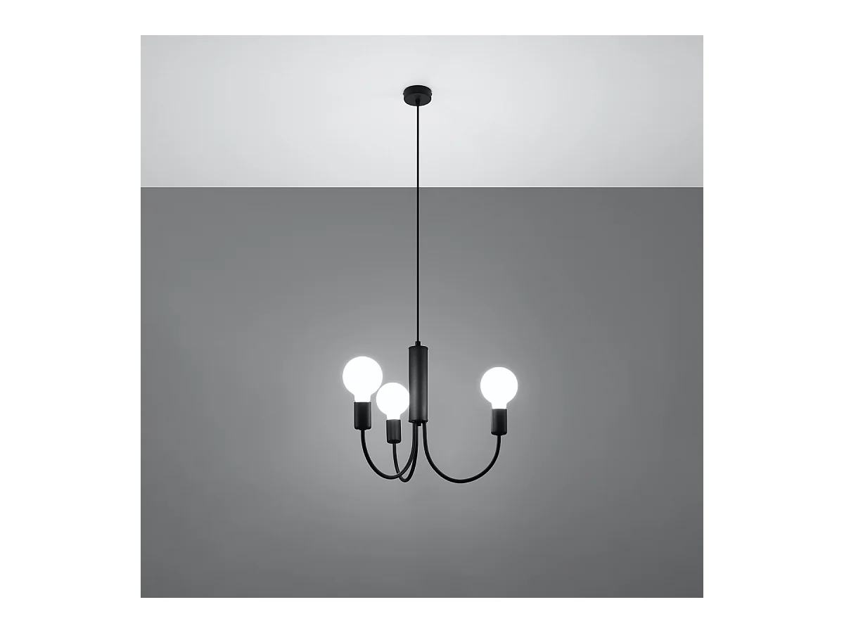 Lampadari Minimo moderno di acciaio - 3 sorgenti luminose 3000K - L.45 x A.100 cm - nero