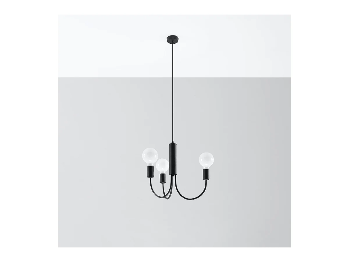 Lampadari Minimo moderno di acciaio - 3 sorgenti luminose 3000K - L.45 x A.100 cm - nero