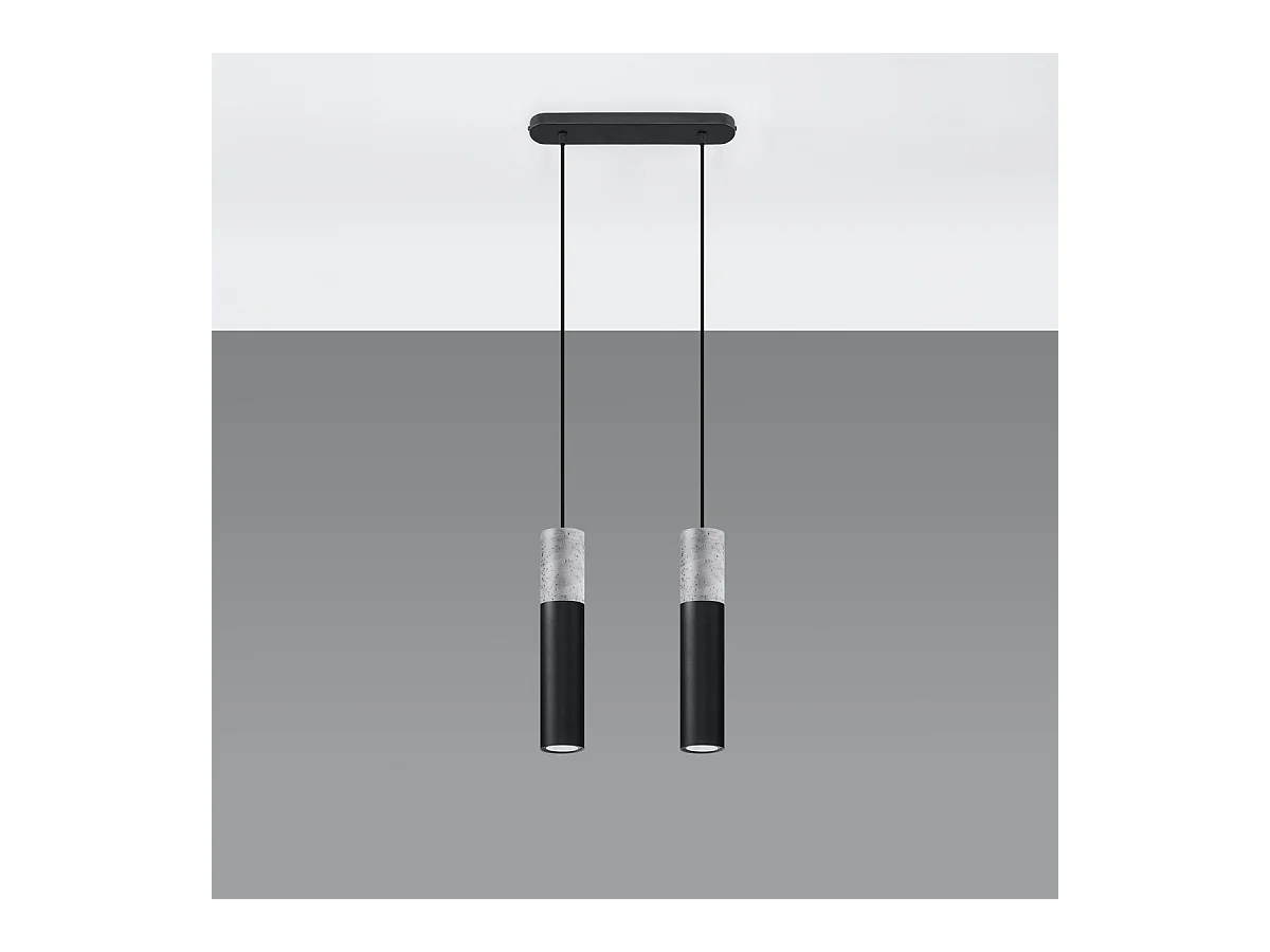 Hanglampen Lume modern van  - 2 lichtbronnen 3000K - L.30 x H.90 cm - zwart grijs