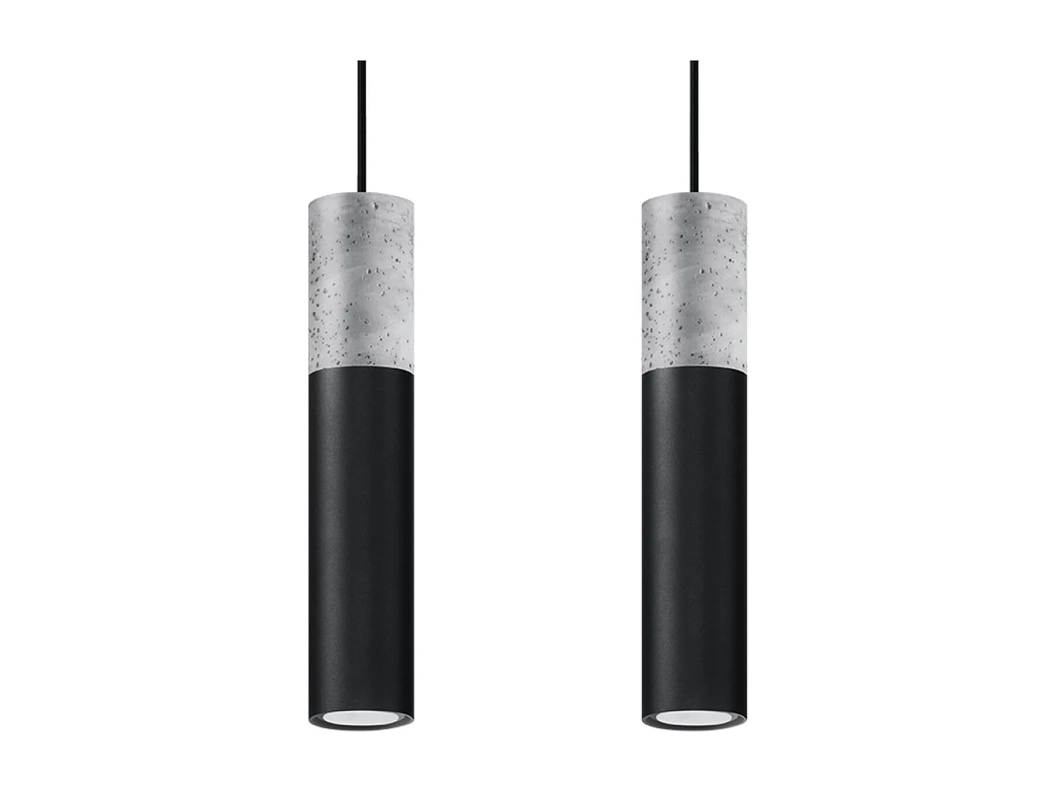 Lampes suspendues Lume moderne en acier/béton - 2 sources lumineuses 3000K - L.30 x H.90 cm - gris-noir