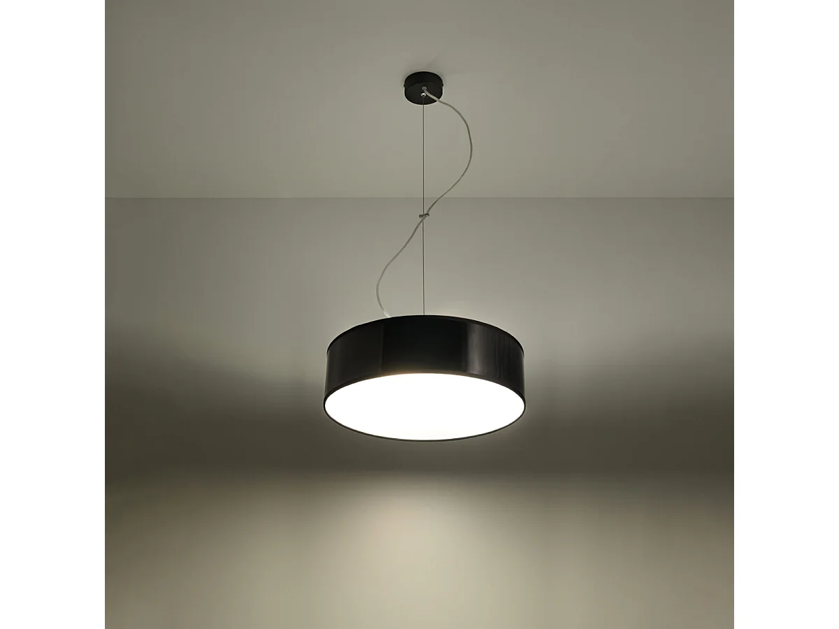 Lampes suspendues Cercle minimaliste en PVC - 2 sources lumineuses 3000K - L.35 x H.111 cm - noir