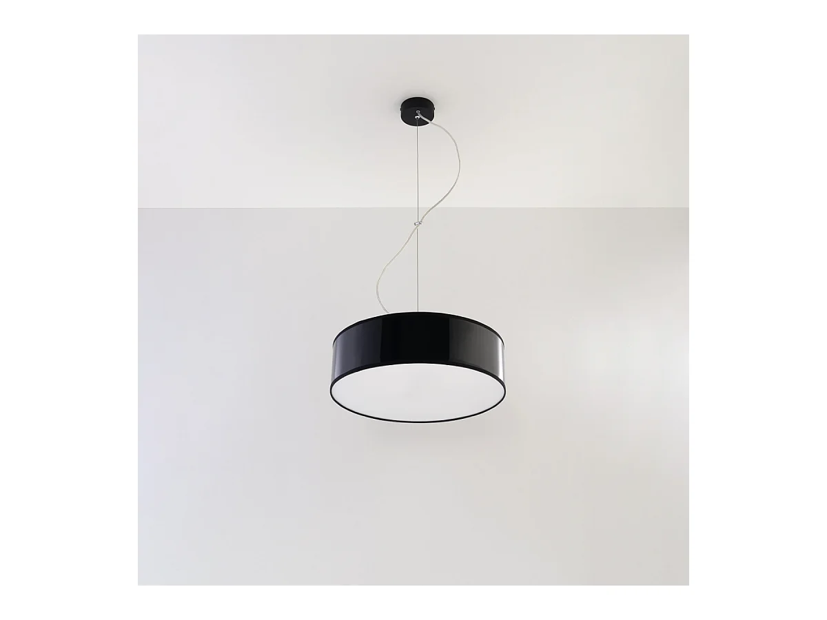 Lampes suspendues Cercle minimaliste en PVC - 2 sources lumineuses 3000K - L.35 x H.111 cm - noir