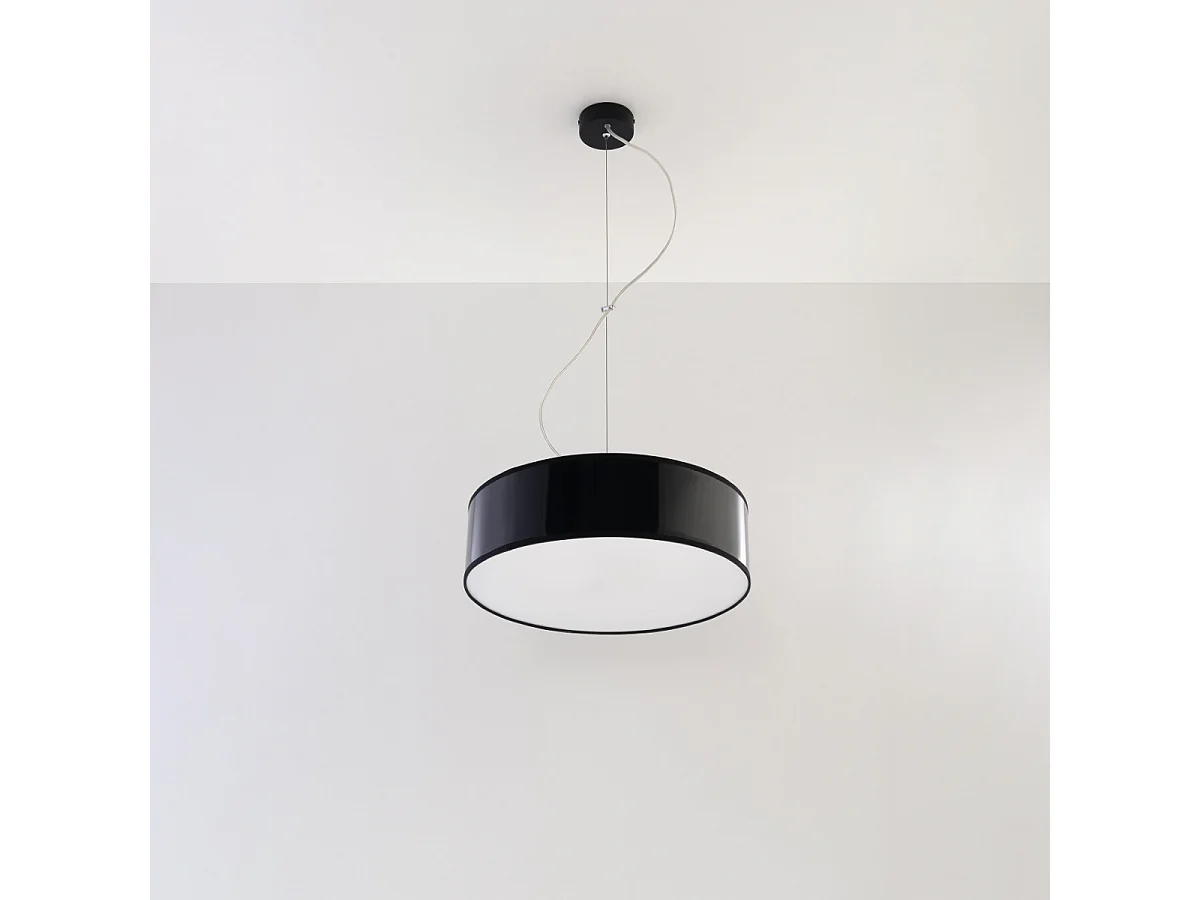 Lampes suspendues Cercle minimaliste en PVC - 2 sources lumineuses 3000K - L.35 x H.111 cm - noir