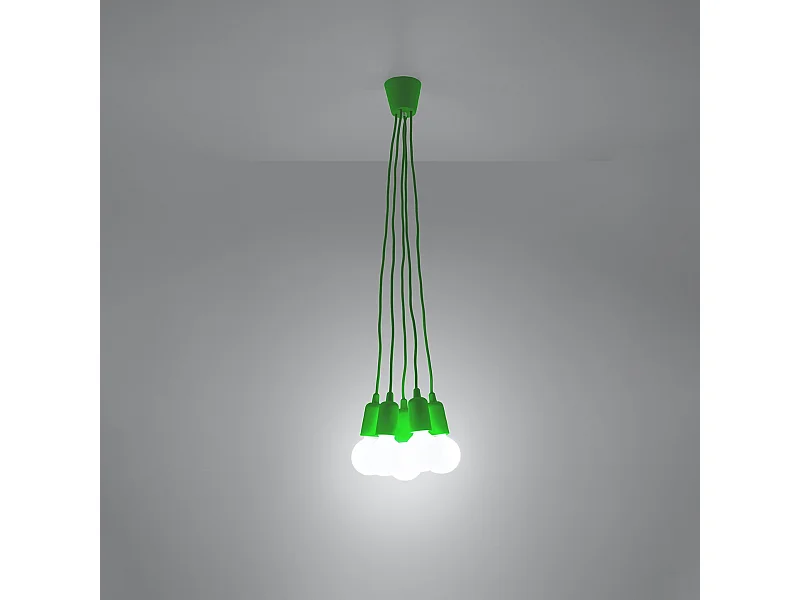 Lampade a sospensione Astis moderno di PVC - 5 sorgenti luminose 3000K - L.25 x A.90 cm - verde