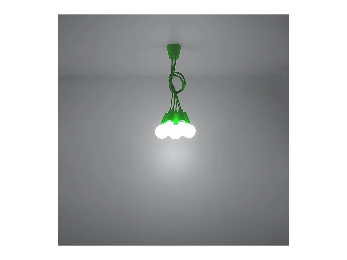 Lampes suspendues Astis moderne en PVC - 5 sources lumineuses 3000K - L.25 x H.90 cm - vert