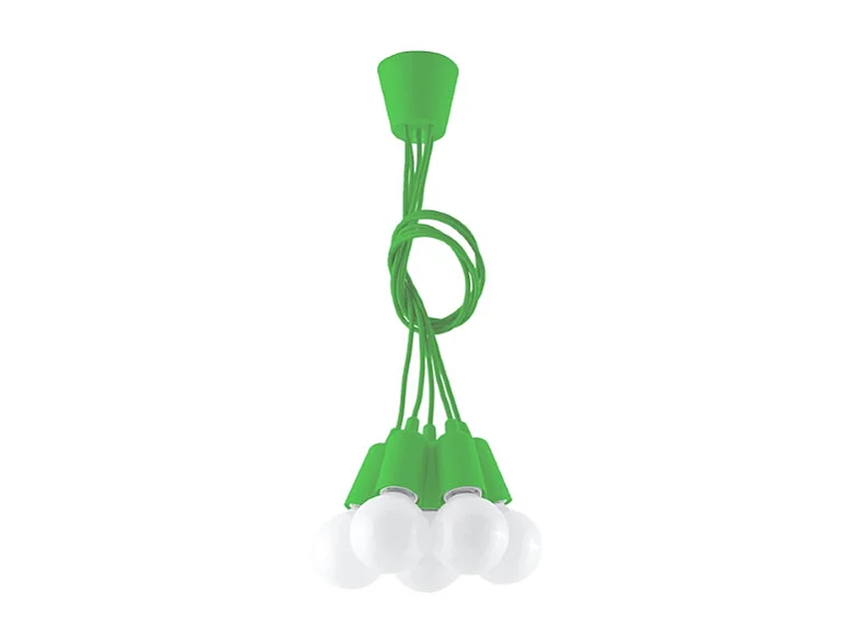 Lampes suspendues Astis moderne en PVC - 5 sources lumineuses 3000K - L.25 x H.90 cm - vert