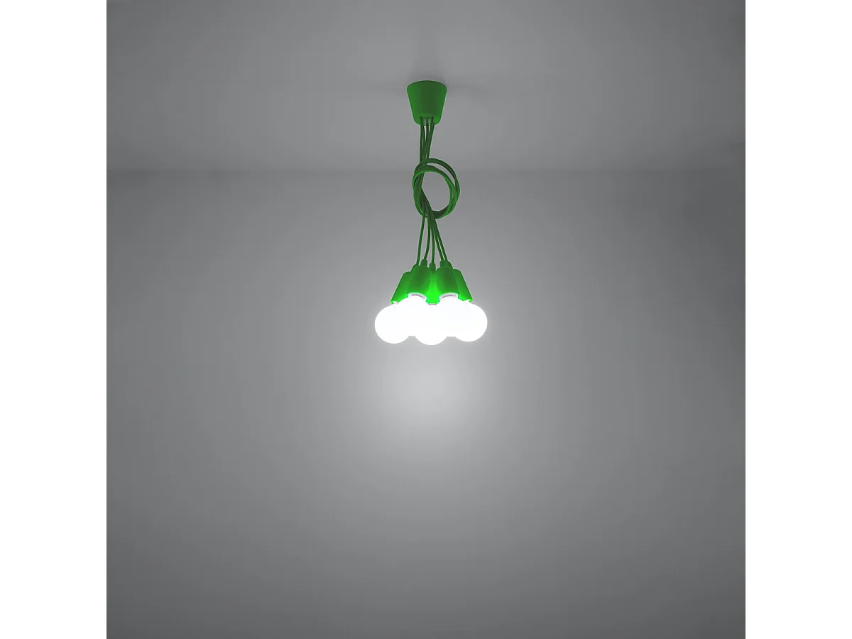Lampes suspendues Astis moderne en PVC - 5 sources lumineuses 3000K - L.25 x H.90 cm - vert