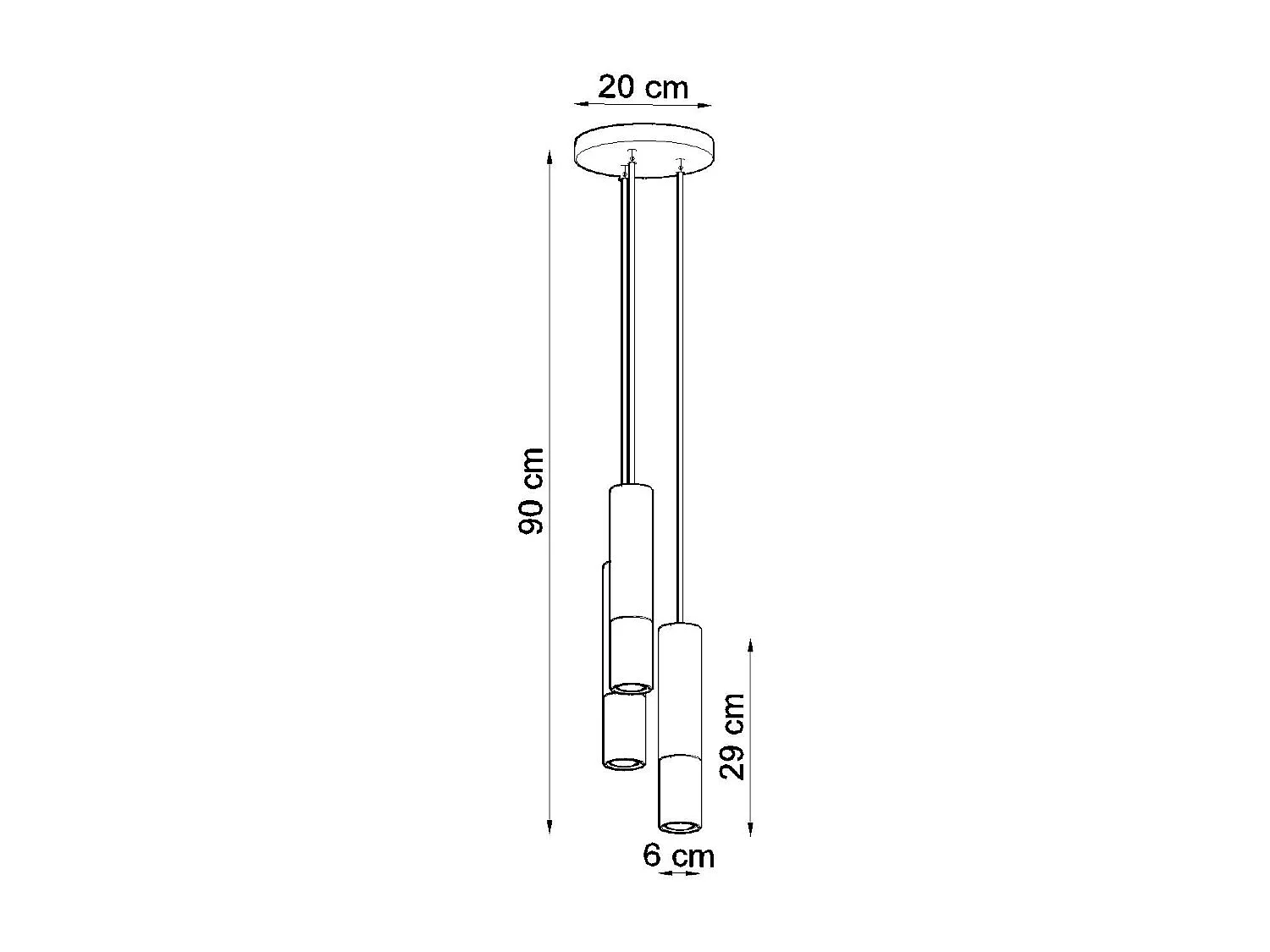 Lampes suspendues Zarpex moderne en acier - 3 sources lumineuses 3000K - L.20 x H.90 cm - noir/chromé