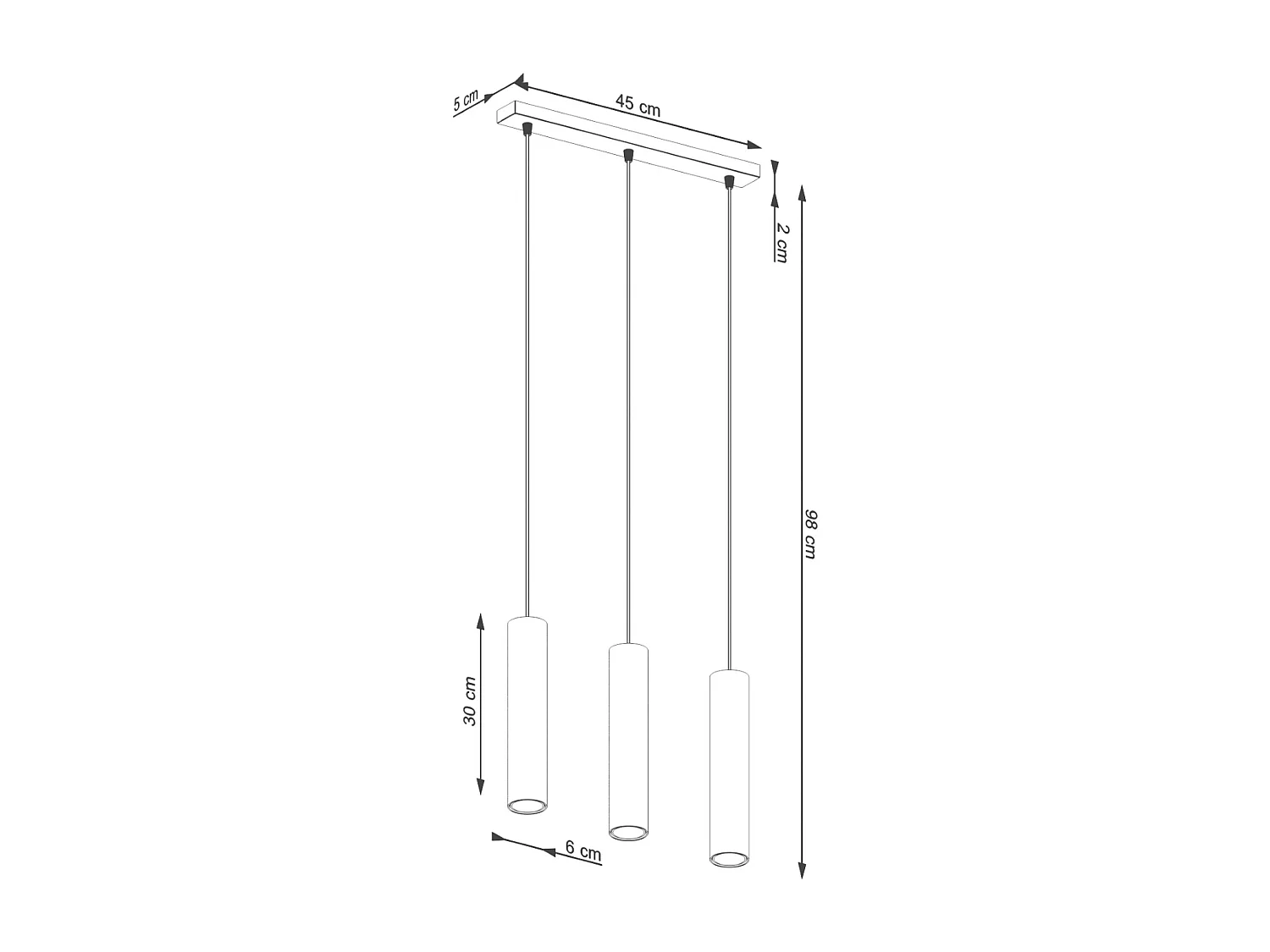 Lampe à suspension Toris grenier en acier - 3 sources lumineuses 4000K - L.45 x H.98 cm - vert olive