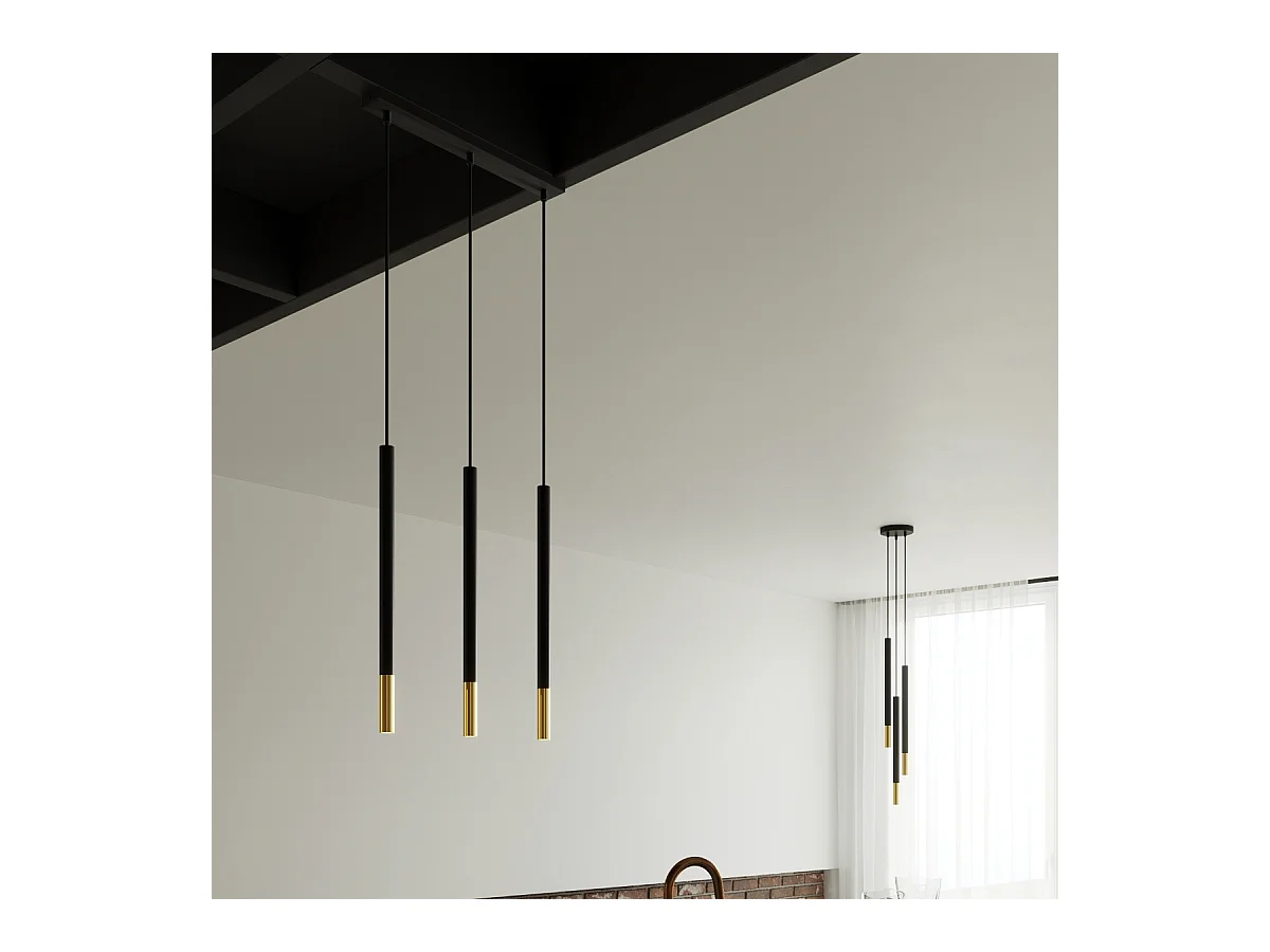 Lampes suspendues Flar moderne en acier - 1 sources lumineuses 4000K - L.8 x H.100 cm - or noir