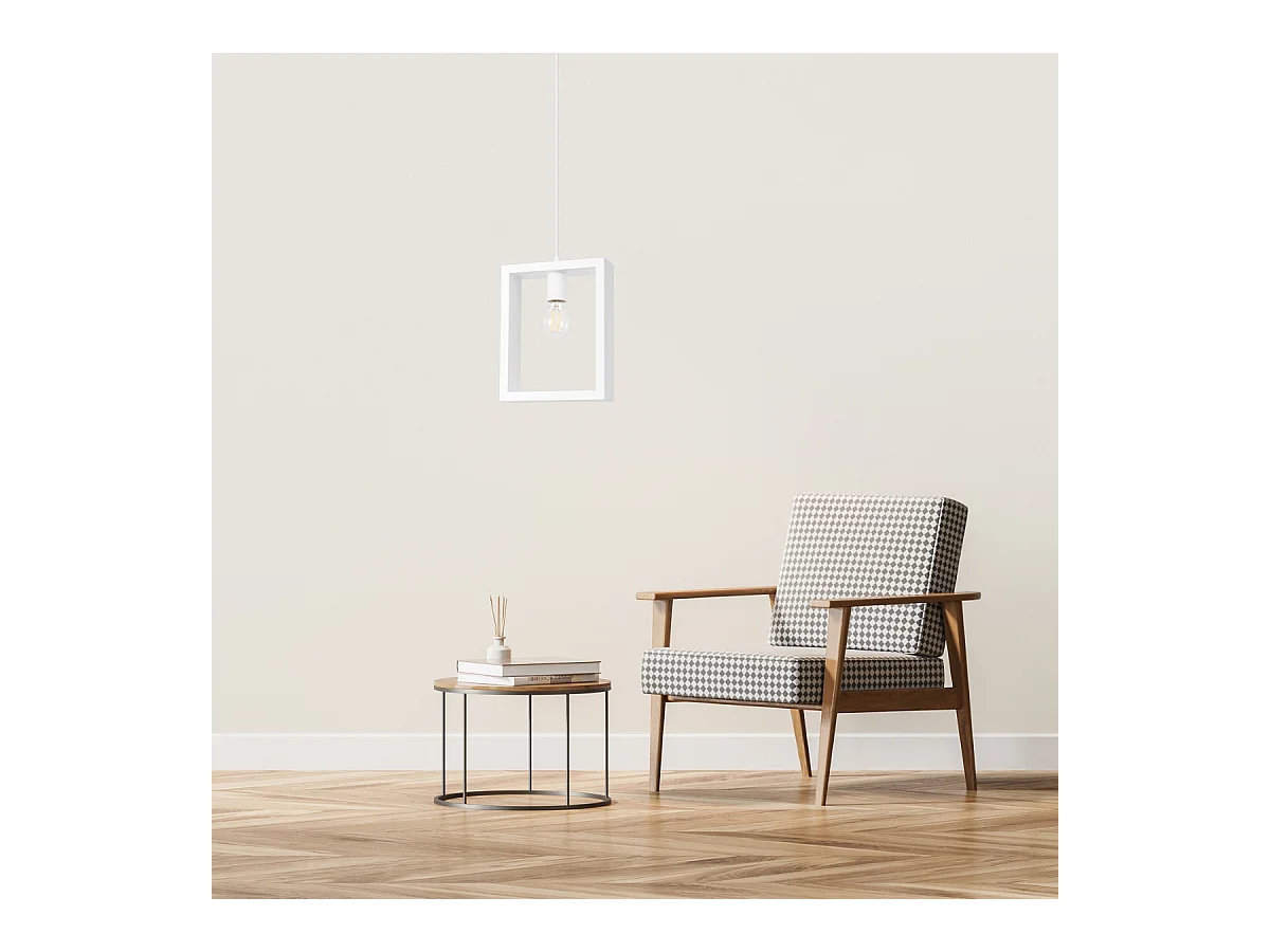 Lampes suspendues Zodiara scandinave en acier/bois - 1 sources lumineuses 3000K - L.24 x H.133 cm - blanc