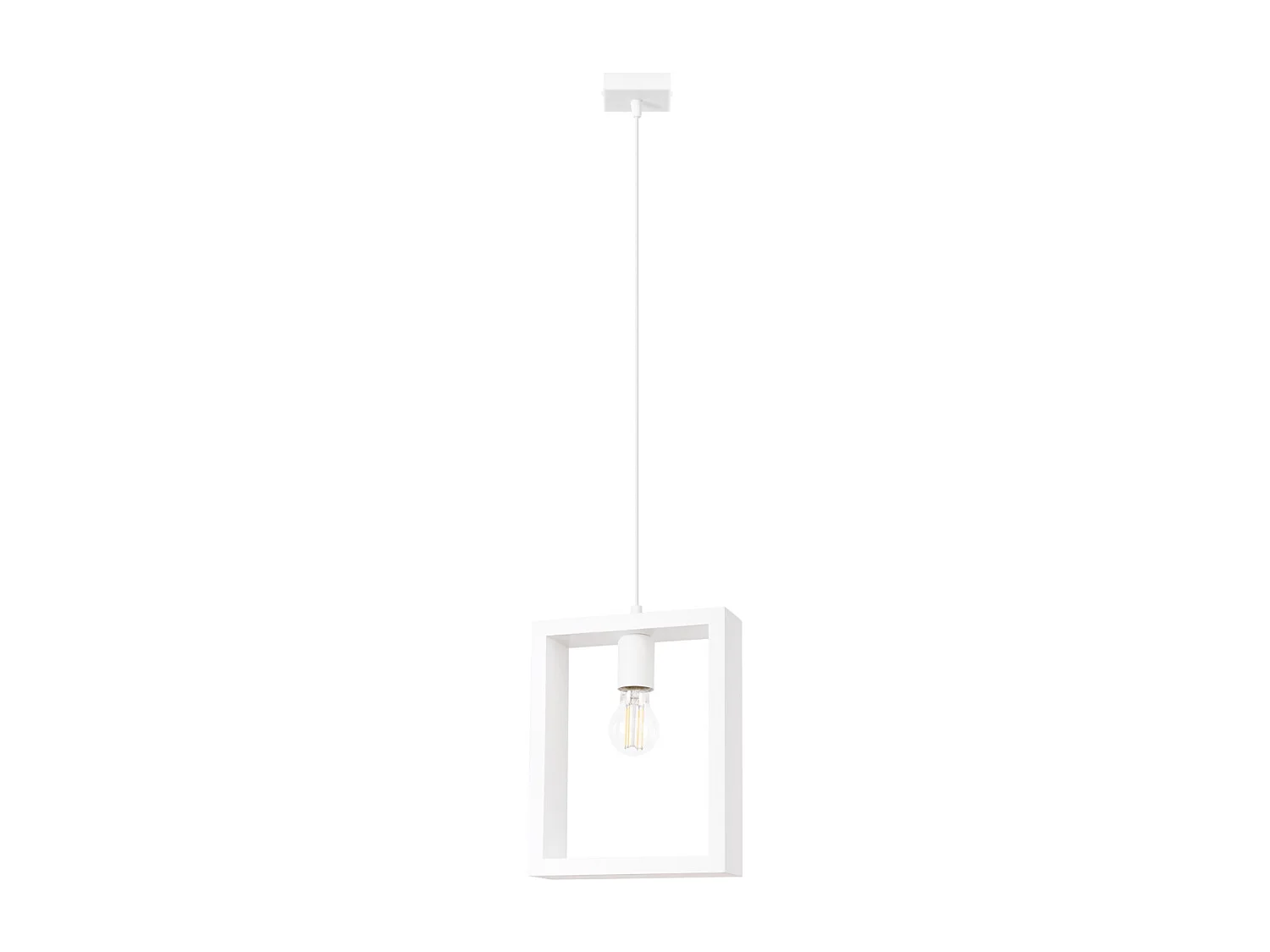 Lampes suspendues Zodiara scandinave en acier/bois - 1 sources lumineuses 3000K - L.24 x H.133 cm - blanc